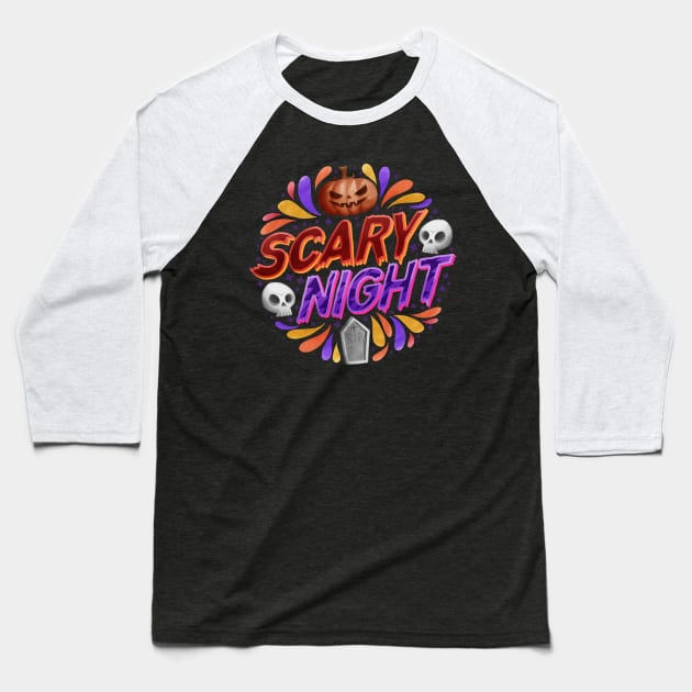 Scary night at Halloween Baseball T-Shirt by Thumthumlam